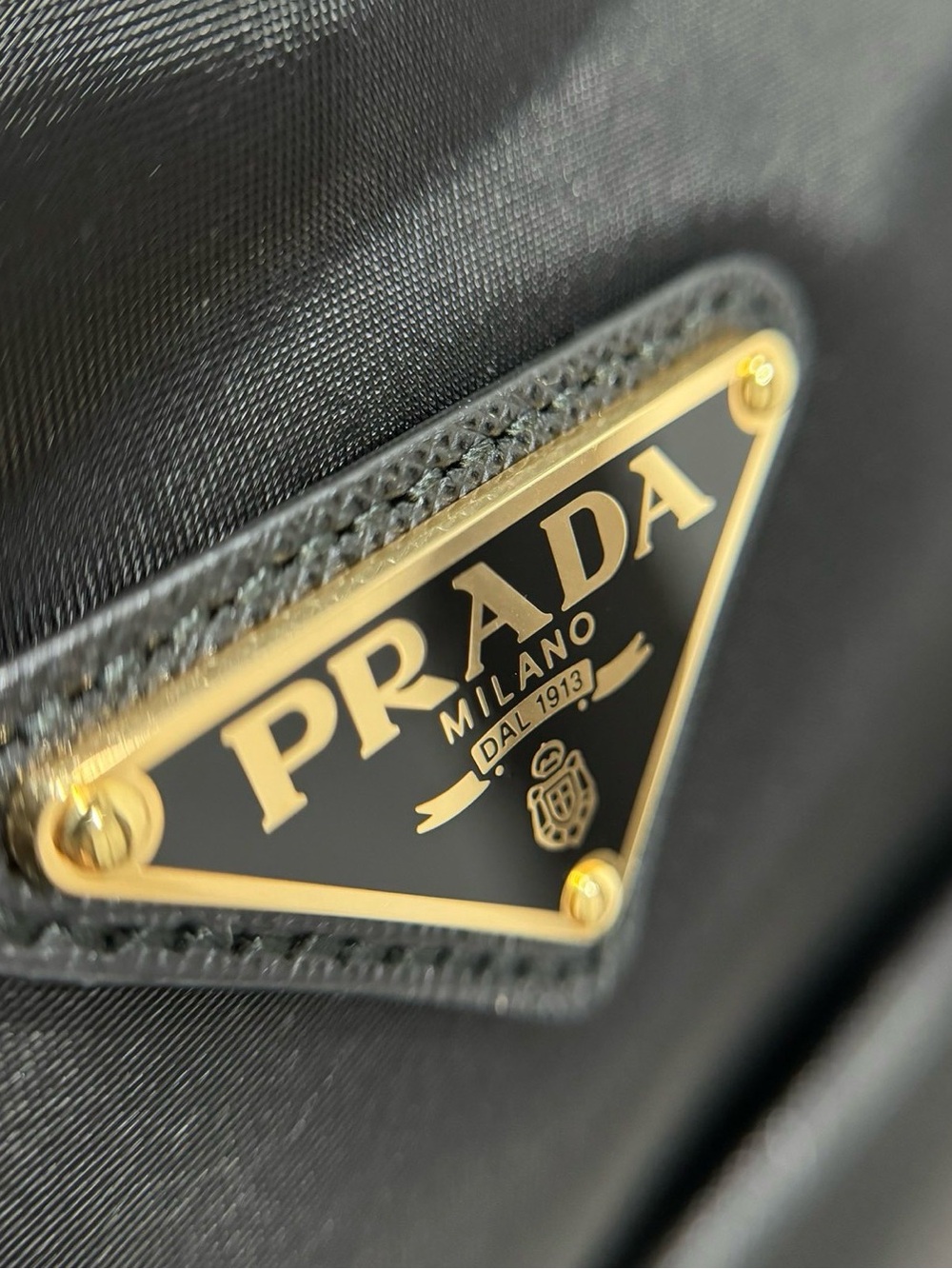 Prada Navy Nylon Tote with Leather Handles and Gold Logo - Picture 3 of 6